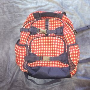Red and Navy Checkered Backpack